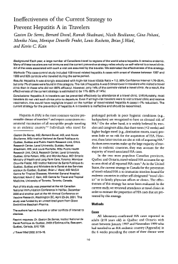 Ineffectiveness of the Current Strategy to Prevent Hepatitis A in