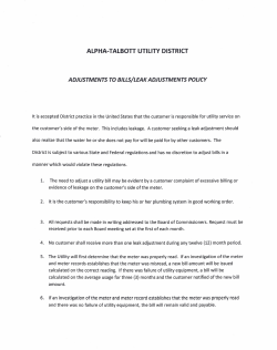 alpha-talbott utility district adjustments to bills/leak adjustments policy