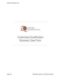 IQ Customised Qualification Business Case Form