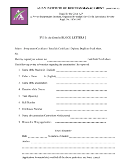Bonafied Certificate - Asian Institute Of Business Management