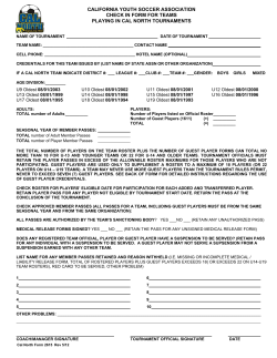 california youth soccer association check in form for teams playing in