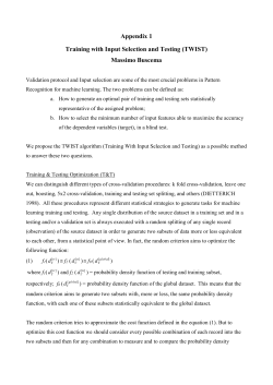 Appendix 1 Training with Input Selection and Testing (TWIST)