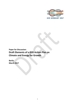 Draft Elements of a G20 Action Plan on Climate and Energy for Growth