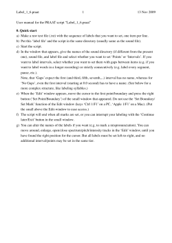 User manual for the PRAAT script &ldquo;Label_1_6.praat&rdquo; 0. Quick start a