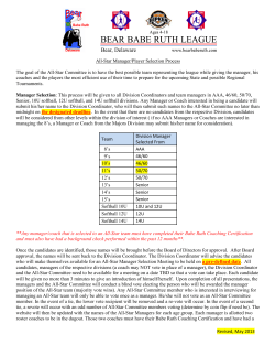 All-Star Manager/Player Selection Process The goal of the All