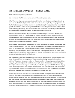 Historical Conquest: Rules Card