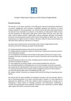 Europe`s Video Game Industry and the Telecom Single Market