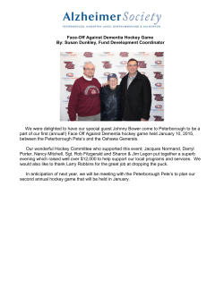 Face-Off Against Dementia Hockey Game By: Susan Dunkley, Fund