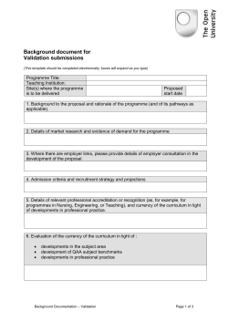 Submission for OU-validation – Background Information