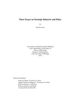 Three Essays on Strategic Behavior and Policy