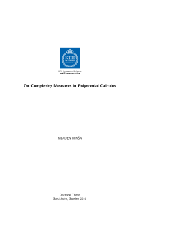 On Complexity Measures in Polynomial Calculus - CSC
