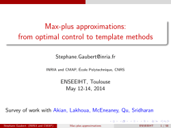 Max-plus approximations: from optimal control to - LAAS-CNRS