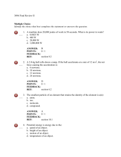 3096 Final Review II Multiple Choice Identify the choice that best