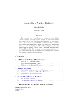 Cardinality of Number Partitions