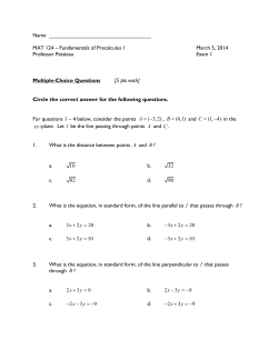 Name MAT 124 &ndash; Fundamentals of Precalculus I March 5, 2014