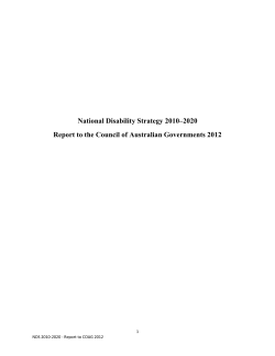 2010-2020 National Disability Strategy report to COAG 2012