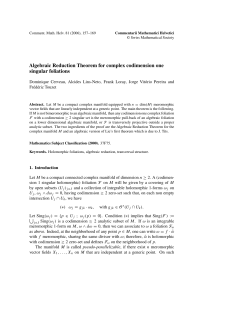 Algebraic Reduction Theorem for complex codimension one