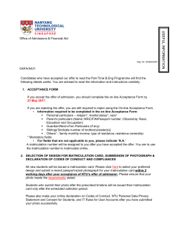 Candidates who have accepted our offer to read the Part