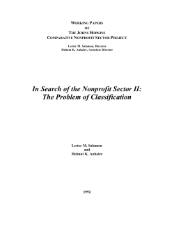 In Search of the Nonprofit Sector II: The Problem of Classification