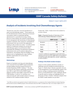 Analysis of Incidents Involving Oral Chemotherapy Agents