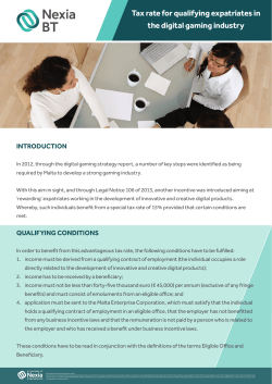 Tax rate for qualifying expatriates in the digital gaming industry