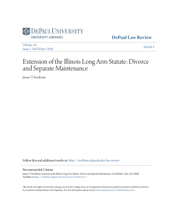Extension of the Illinois Long Arm Statute: Divorce and Separate