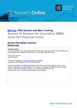 Access to finance for innovative SMEs since the financial crisis