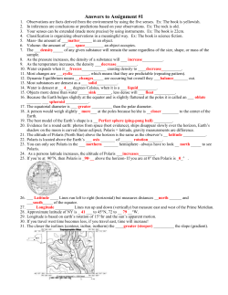 Answers to Assignment #1
