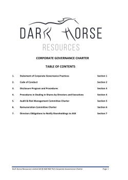 corporate governance charter table of contents