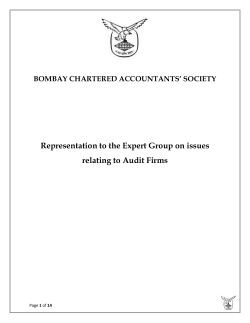 Representation to the Expert Group on issues relating to Audit Firms