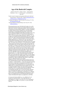 Goldschmidt 2012 Conference Abstracts Age of the Bushveld