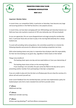 Member Notice In recent times, our competition fields, in particular