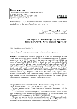 EQUILIBRIUM Joanna Wolszczak-Derlacz* The Impact of Gender