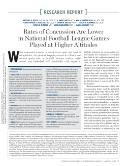 Rates of Concussion Are Lower in National Football League Games