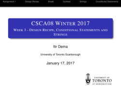 Design Recipe, Conditional Statements and Strings