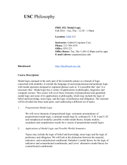 PHIL 452: Modal Logic Fall 2016&mdash;Tue, Thu&mdash;12:30 1:50pm