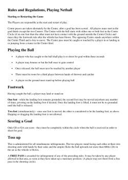 Rules and Regulations, Playing Netball Playing the Ball Footwork