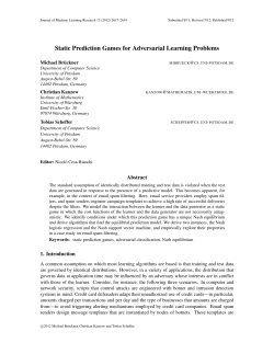 Static Prediction Games for Adversarial Learning Problems