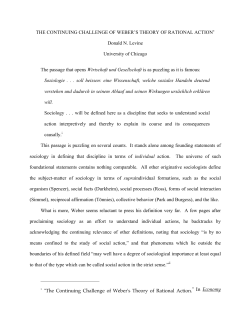 THE CONTINUING CHALLENGE OF WEBER`S