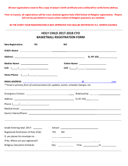 Holy Child CYO Basketball Registration Form