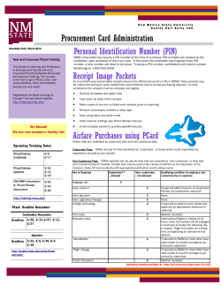 Procurement Card Administration Personal Identification Number