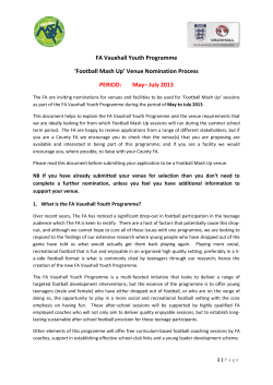 Mash Up Venue Nomination Process