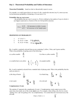 Day 2 &ndash; Theoretical Probability and Tables of Outcomes - nwss