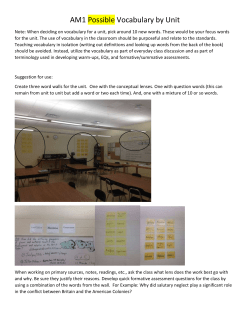 AM1 Possible Vocabulary by Unit Note: When deciding on