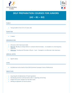 DELF PREPARATION COURSES FOR JUNIORS (A2 &ndash; B1 &ndash; B2)