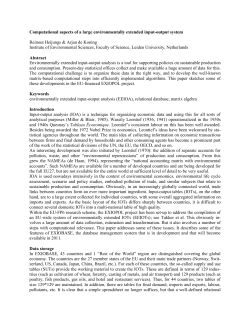 Computational aspects of a large environmentally extended input