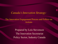 Canada`s Innovation Strategy: The Innovation Engagement