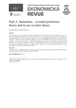 Paul A. Samuelson &ndash; revealed preference theory and its use in