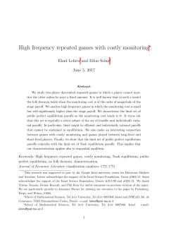 High frequency repeated games with costly monitoring
