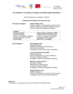 CHOOSE TO MOVE Participant Information and